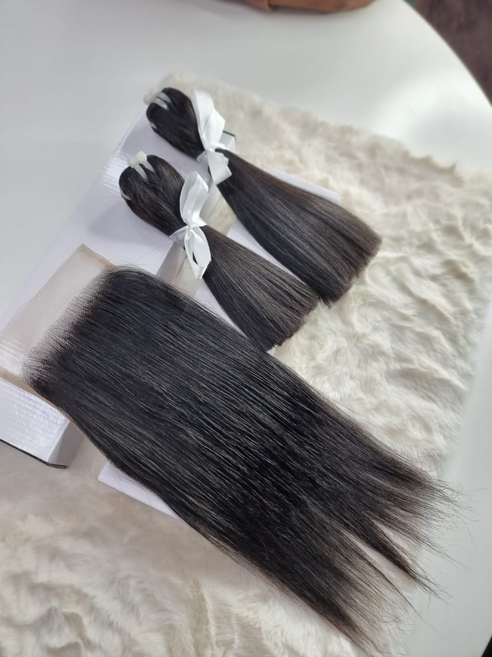 Budget Vietnamese Super Double Drawn Bone Straight 8"+10"+10" 5X5 Double Drawn Closure