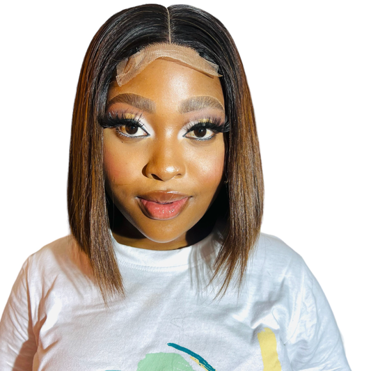 Vietnamese SDD Bone Straight 2x6 10 inch Ombré Choc Brown Bob Wig