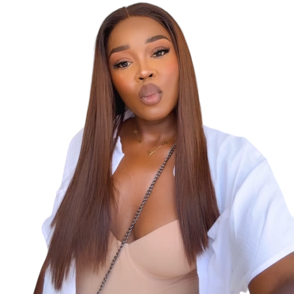 Vietnamese SDD Bone Straight 5x5 22 inch Ombr? Choc Brown Wig