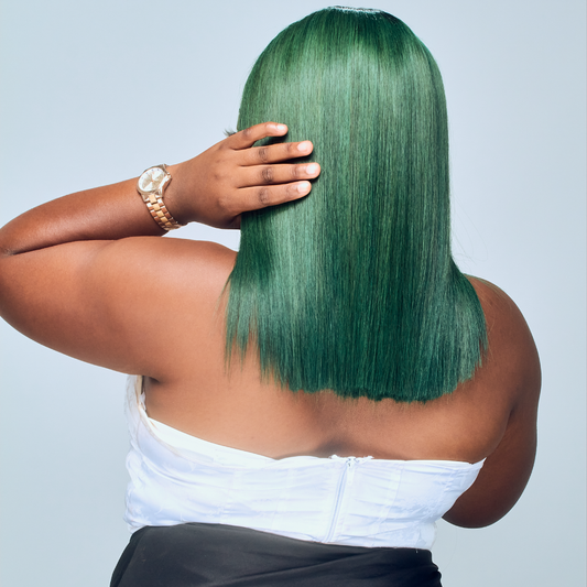 Vietnamese SDD Bone Straight Ombré Green Wig