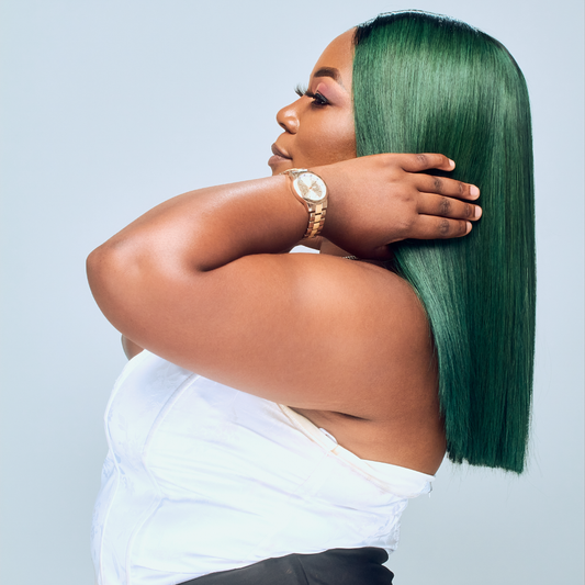 Vietnamese SDD Bone Straight Ombré Green Wig